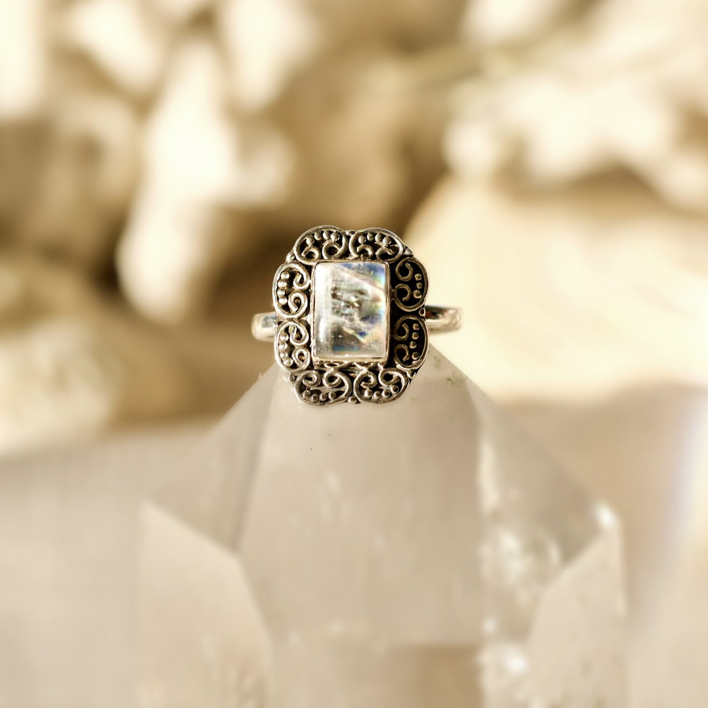 Moon stone ring